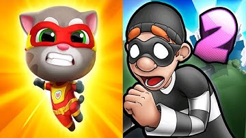 Talking Tom Hero Dash Run Game vs Robbery Bob 2: Double Trouble