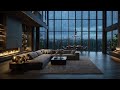 Luxury Storm Night | Modern Fireplace, Rain &amp; Thunder Beyond the Glass⛈️