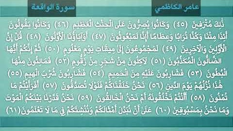 سورة الواقعة كاملة بصوت القارئ عامر الكاظمي