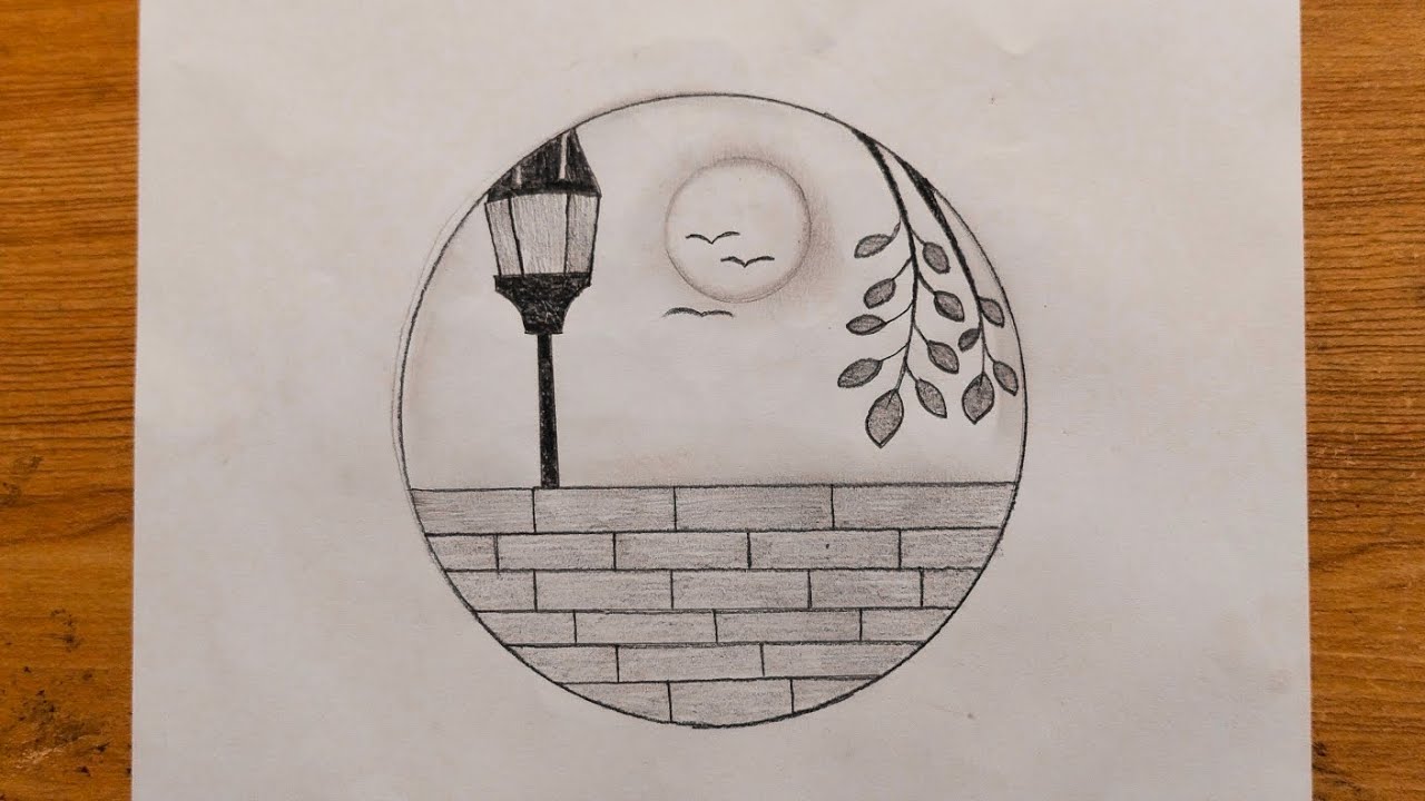 Easily circle scenery drawing for beginners|step by step drawing tutorial 