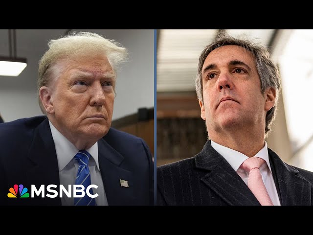 Donald Trump comes face to face with his ‘former pit bull’ Michael Cohen in hush money trial class=