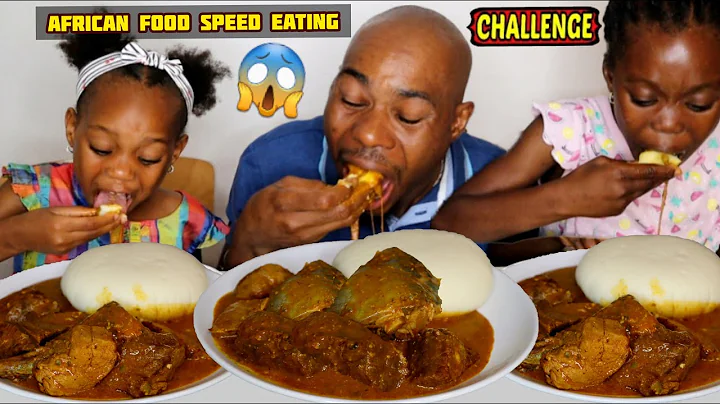 ASMR FUFU AND OGBONO SOUP WITH ASSORTED MEAT | SPEED EATING CHALLENGE | AFRICAN FOOD #TheAdimFamily