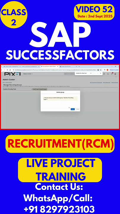 SAP SuccessFactors RCM Training Online Tutorial Class 52 2nd Sept 2025 #sapsuccessfactorstraining
