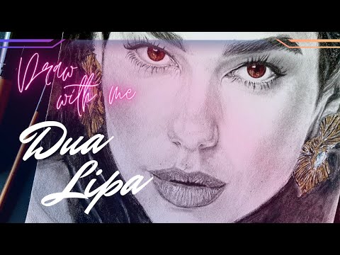Dua Lipa realistic drawing | Charcoal, pencil | Draw with me | Realistic portrait