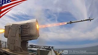 RAM近接防空ミサイルを発射する空母カール･ビンソン&強襲揚陸艦アメリカ