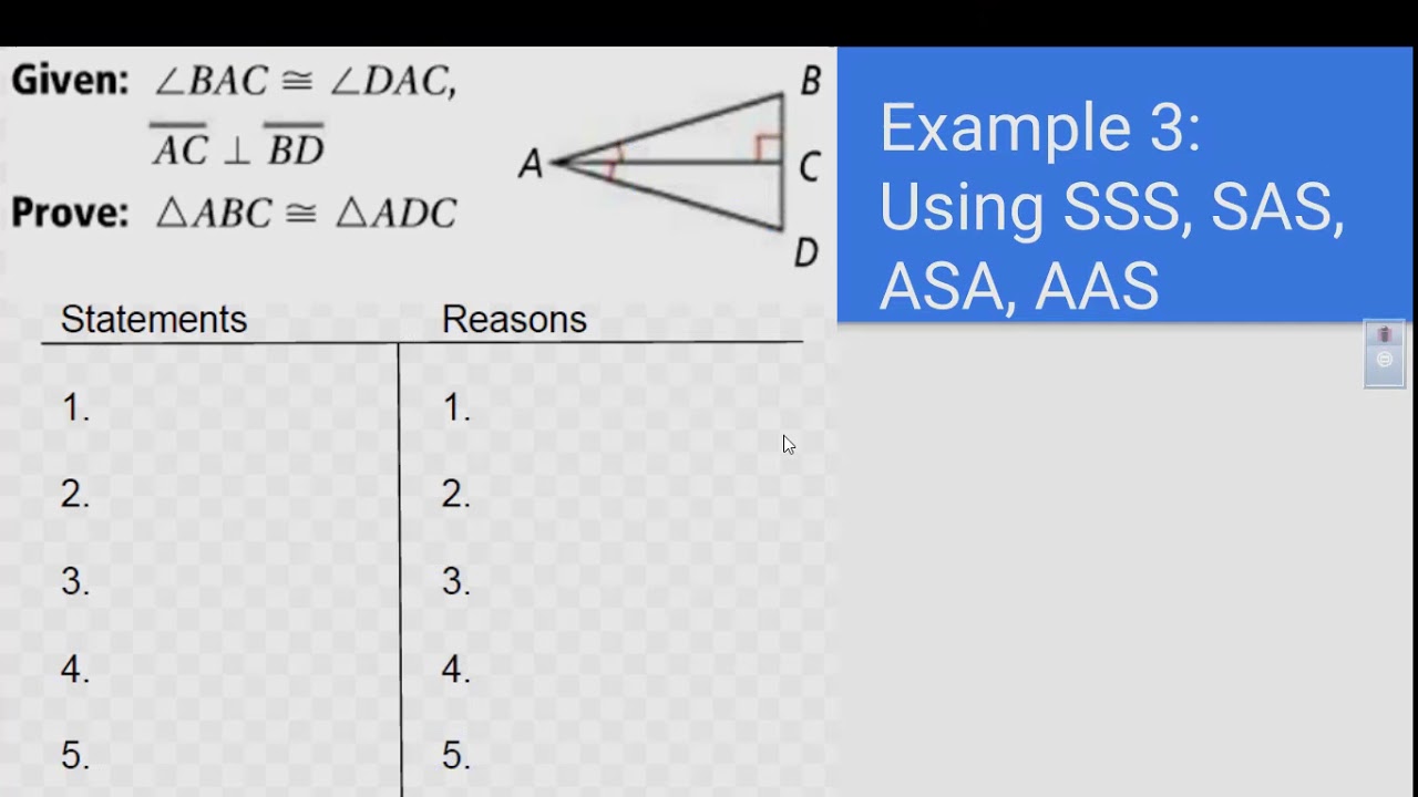 Geometry 4.2/4.3 Proving Triangles Congruent Using Proofs - YouTube