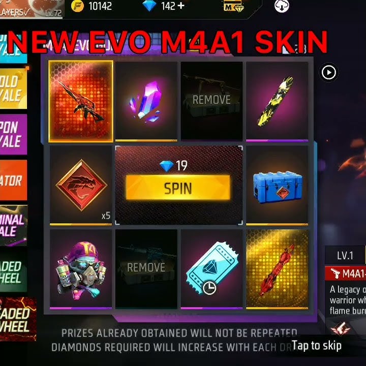 KAISE 1 SPIN ME M4A1 EVO SKIN KO ONLY 9 DIAMOND 💎 NIKALE FREE FIRE LUCK ROYALE