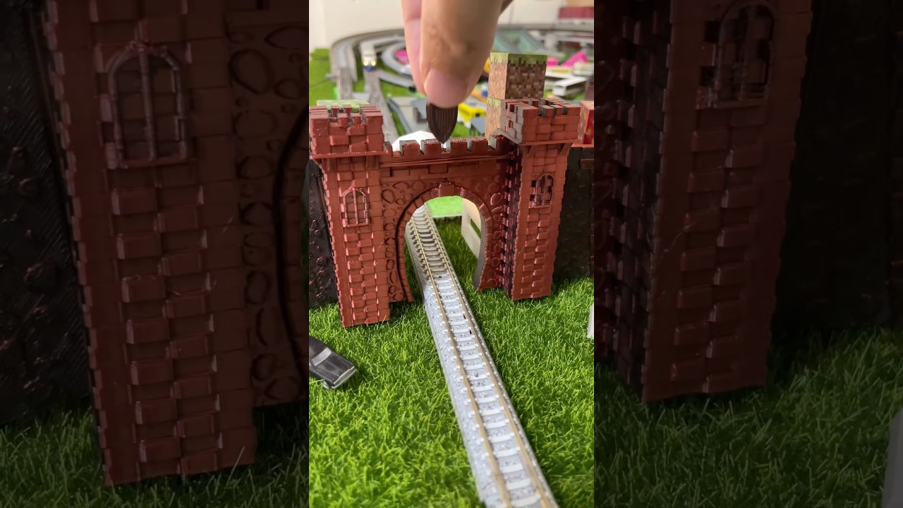 輝く石の城トンネルに紋章と旗を追加✨Shiny stone castle tunnel with crest & flags #鉄道模型 #nゲージ #modelrailway #新幹線