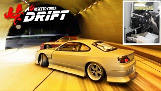 Assetto Corsa Tandem Drifting NISSAN S15 (Steering Wheel + Shifter) Midnight Mountain pass Gameplay