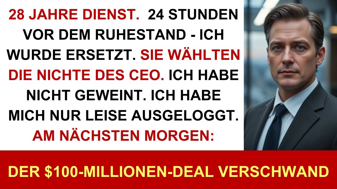 Ich wurde 24 Std. vor Rente von der CEO-Nichte ersetzt – dann verschwand 100-Mio.-$-Deal über Nacht.