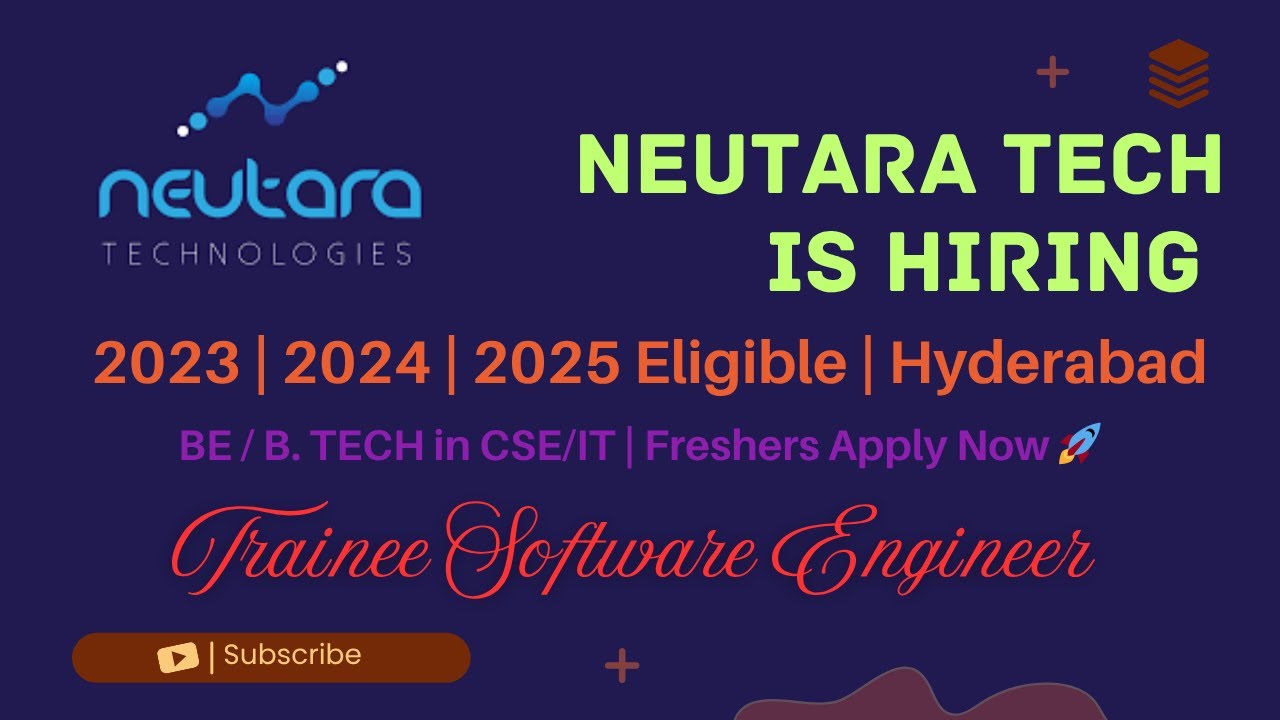 Neutara Hiring Trainee Software Engineer | 2023, 2024, 2025 | Java Full ...