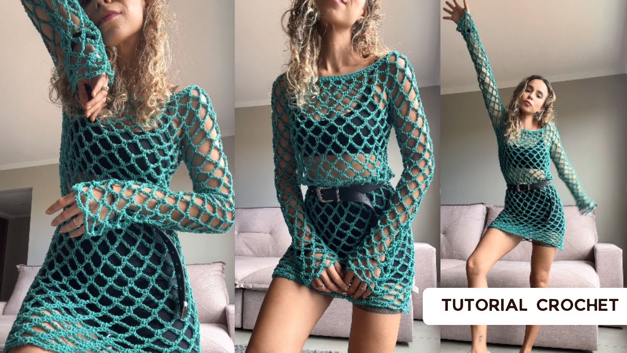 VESTIDO BR CROCHÊ - PAP CROCHET Tutorial  - Passo a passo - Saída de praia