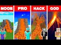 Minecraft NOOB vs PRO vs HACKER vs GOD: TROPICAL VOLCANO HOUSE BUILD CHALLENGE Minecraft Animation