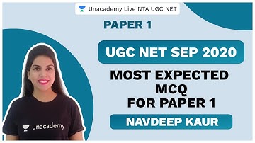 UGC NET SEP 2020 | Most Expected Questions | Paper 1 | Navdeep | Unacademy Live