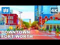 [4K] Sundance Square in Downtown Fort Worth, Texas - Night Walking Tour - Dallas Travel Guide 🎧