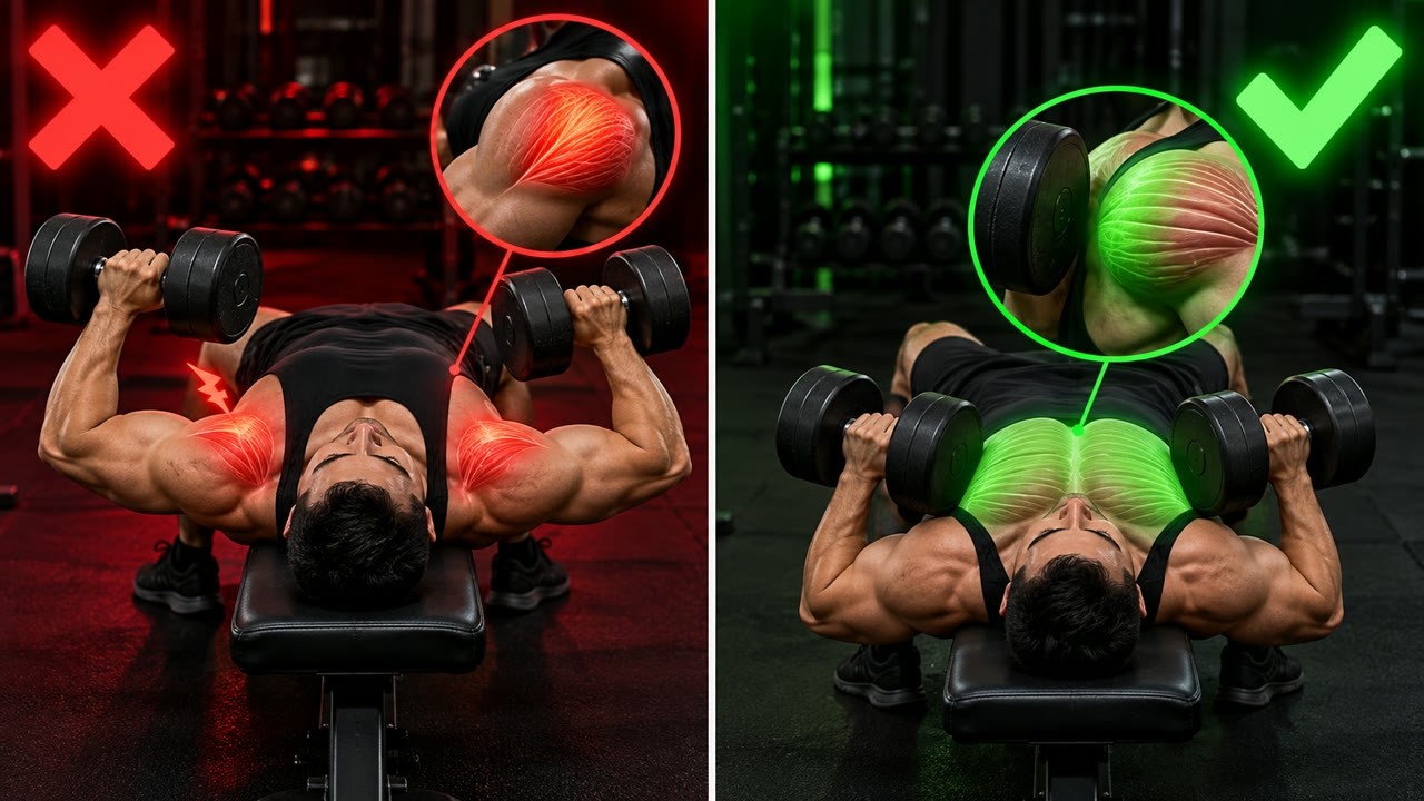 Dumbbell Bench Press Form: Elbows 45-60° & Deep Stretch | Science-Based ...