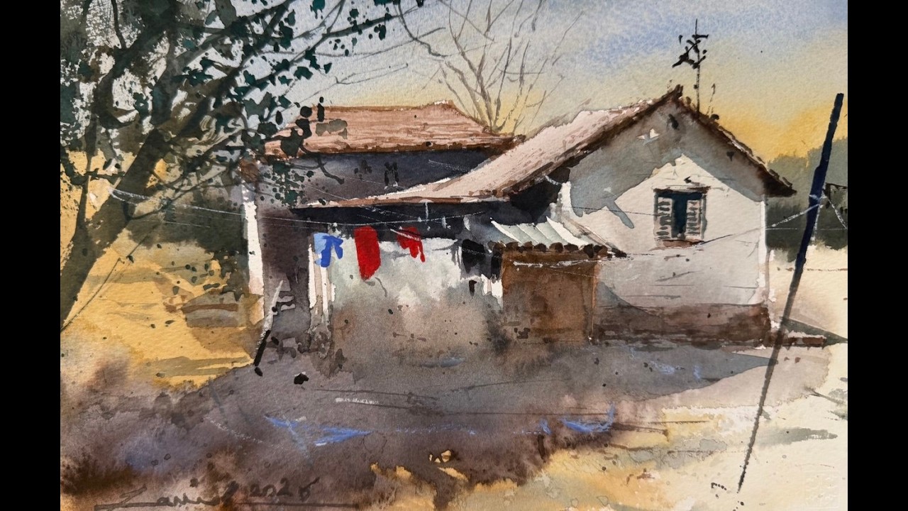 How to paint Village in Watercolor by Javid - YouTube