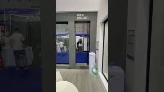 Linear magnetic drive electric pocket sliding door at our building materials exhibition. #autodoor
