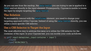 How to Make Cypress Recognize the data-testid for React-DatePicker Elements