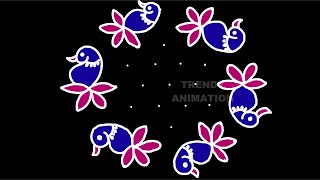 Cute and colorful birds rangoli with 9*5dots | Birds kolam | Simple muggulu | Latest kolam | Kolam |