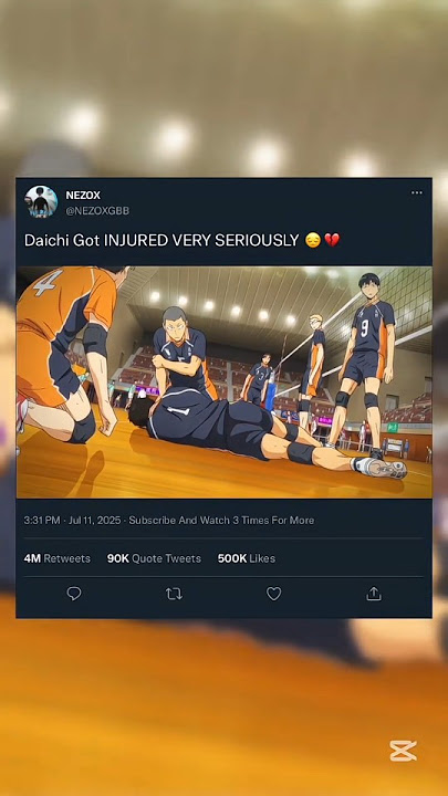 Daichi Got INJURED VERY SERIOUSLY 😔💔 #haikyuu #shortsvideo #hinata #shoyo #daichisawamura