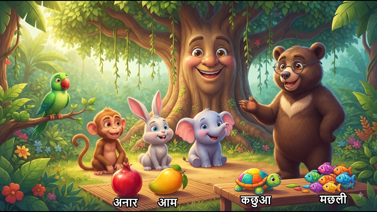 हिंदी वर्णमाला अ से ज्ञ तक 🌳🐻 | Swar & Vyanjan Song for Kids | Hindi Rhymes | Anandvan