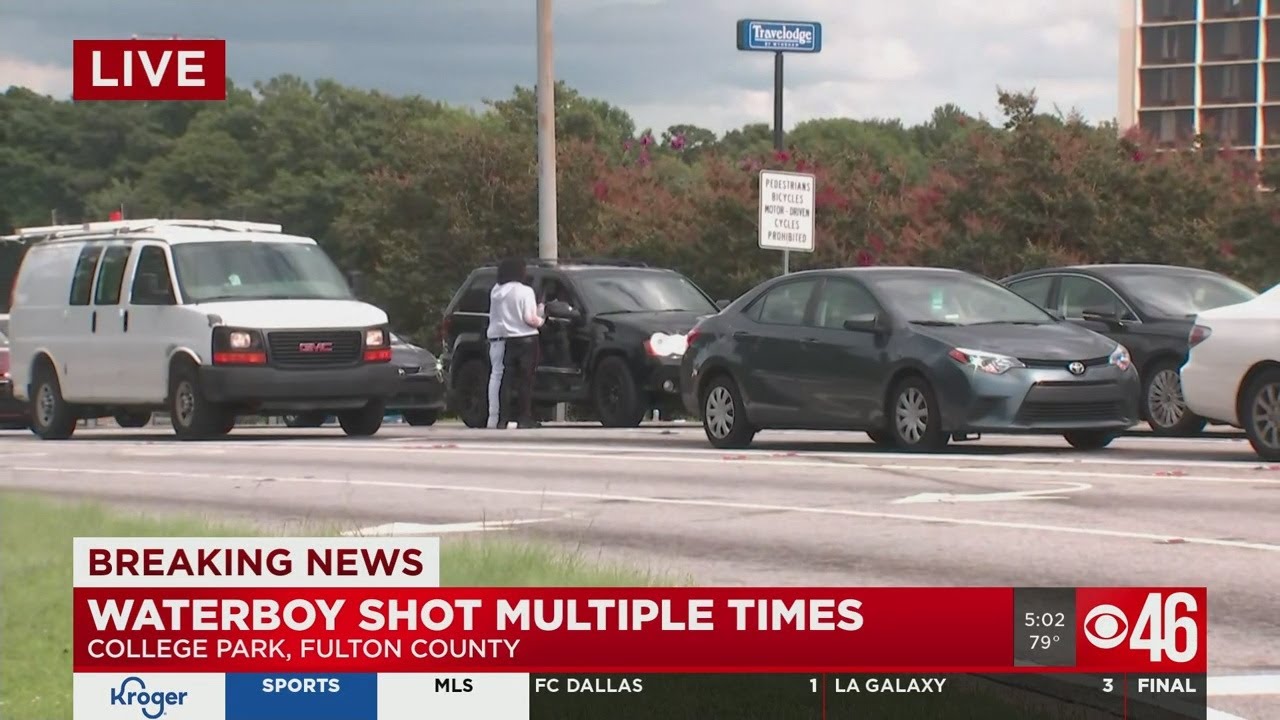 Water boy shot on I-285 ramp to Old National Highway