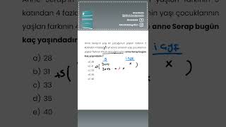 Yaş Problemleri Matematik Soru Çözümü Tyt-Dgs-Kpss-Ales #matematik#tyt#dgs#ales#kpss#yks#shorts