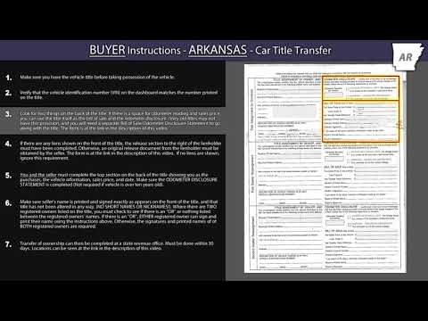 Arkansas Title Transfer - Buyer Instructions