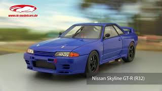 ck-modelcars-video: Nissan Skyline GT-R (R32) Plain Body Version blau AUTOart