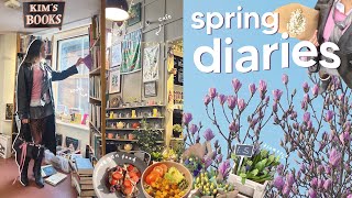 spring diaries 🌷self care day, pilates, solo date @ cafe + bookstore, cooking & baking vegan cookies