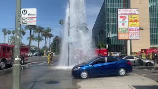 TNLA- LAFD Firefighters shut down hydrant after high speed crash