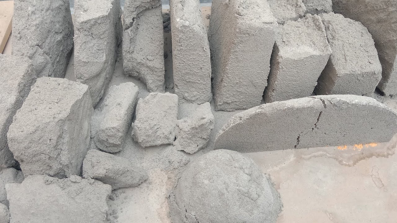 New video slab shapes pure sand cement with charcoal powder dry floor crumbling  26 November 2025