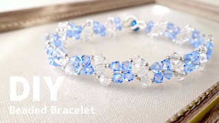 DIY |How to make easy Bicone Bracelet| beaded bracelet | ソロバンビーズのテグス編みブレスレット 作り方.+°簡単ビーズアクセサリー|大人