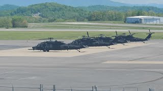 : 4 Black Hawk Helicopter's Taking Off From The TRI-CITIES Airport (KTRI).
