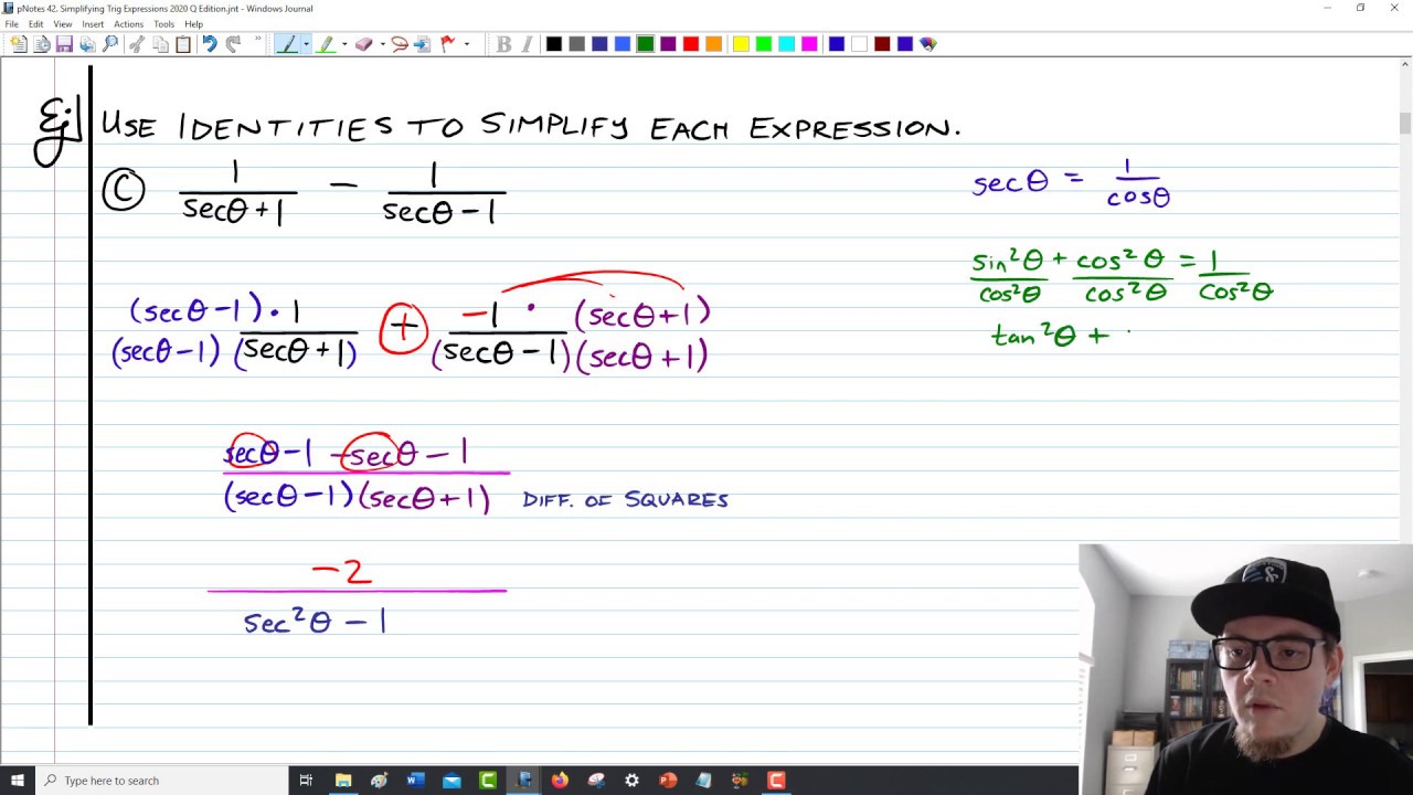 Acc Math Notes 02 Simplifying Trig Expressions - YouTube