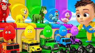 Learn color, sing Wheels On The Bus + Baby Shark songs in Indonesian (Animal Version) Nursery Rhymes Guide