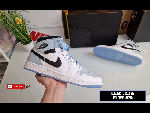 Jordan AIR JORDAN 1 MID SE - High-top trainers - white/ice blue/black/white  