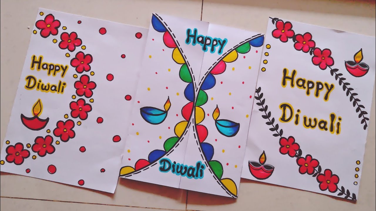 Diwali Card Drawing/Diwali Book Decoration/Project work designs ...