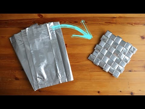 How to weave a square out of coffee bags - Coffee bag weaving tutorial