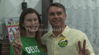 Opposition candidate Flavio Bolsonaro votes in Brazil presidential elections