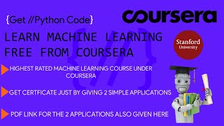 Learn Machine Learning free from Coursera Stanford University and get certified(using financial aid)
