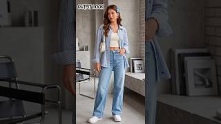 The Outfit💙||Shirt Look||#fashion #outfit #ootd #outfitideas #outfitinspo #style #meesho #fyp #yt