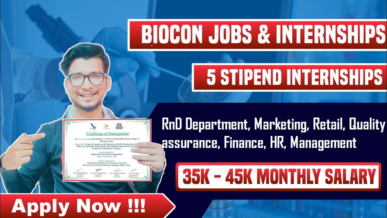 Biocon internships biocon jobs biotechnology internship 2022