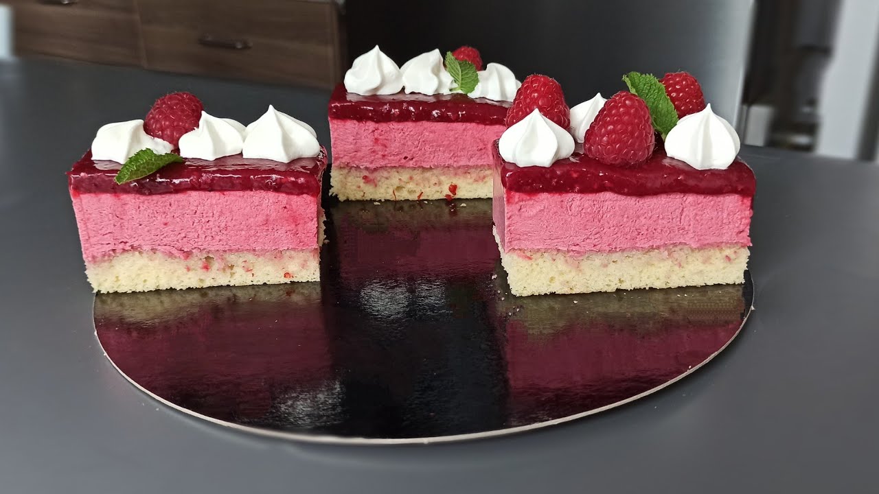 raspberry mousse cake - YouTube