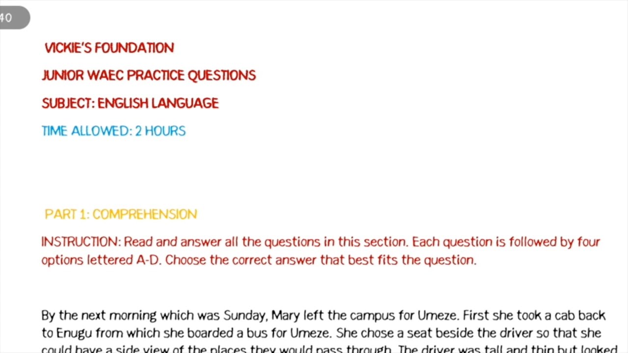 jss3 english essay questions