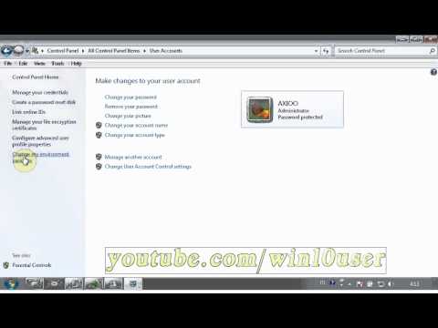 Windows 7 Tips (Ultimate) : How to change environment variables