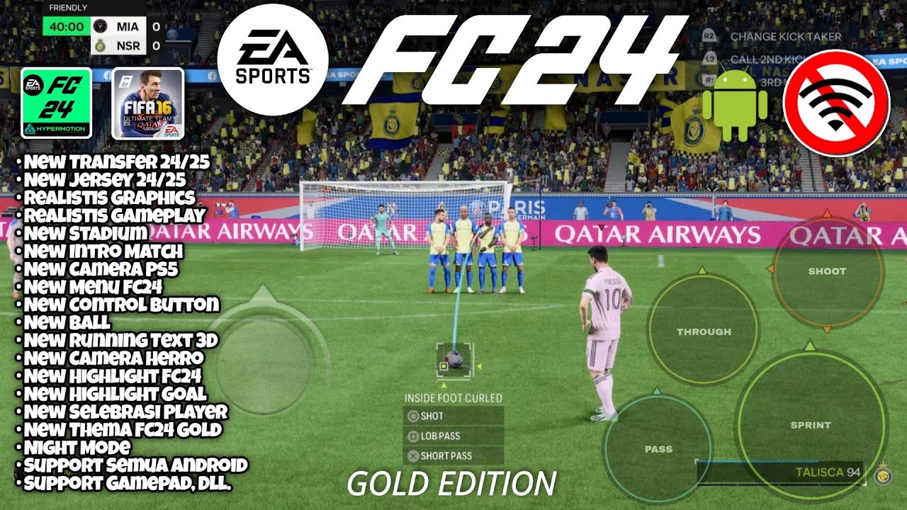 FIFA 16 MOD EA SPORTS FC24 GOLD EDITION ANDROID OFFLINE FULL UPDATE JERSEY & NEW TRANSFER 24/25