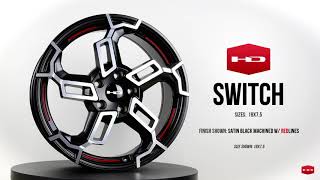 HD WHEELS - SWITCH Satin Black w Red Lines - SPOTLIGHT