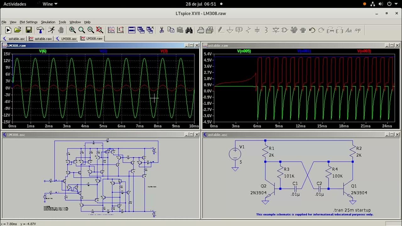 LTSpice amd64 corriendo bajo WINE en GNU/Linux (Debian) YouTube